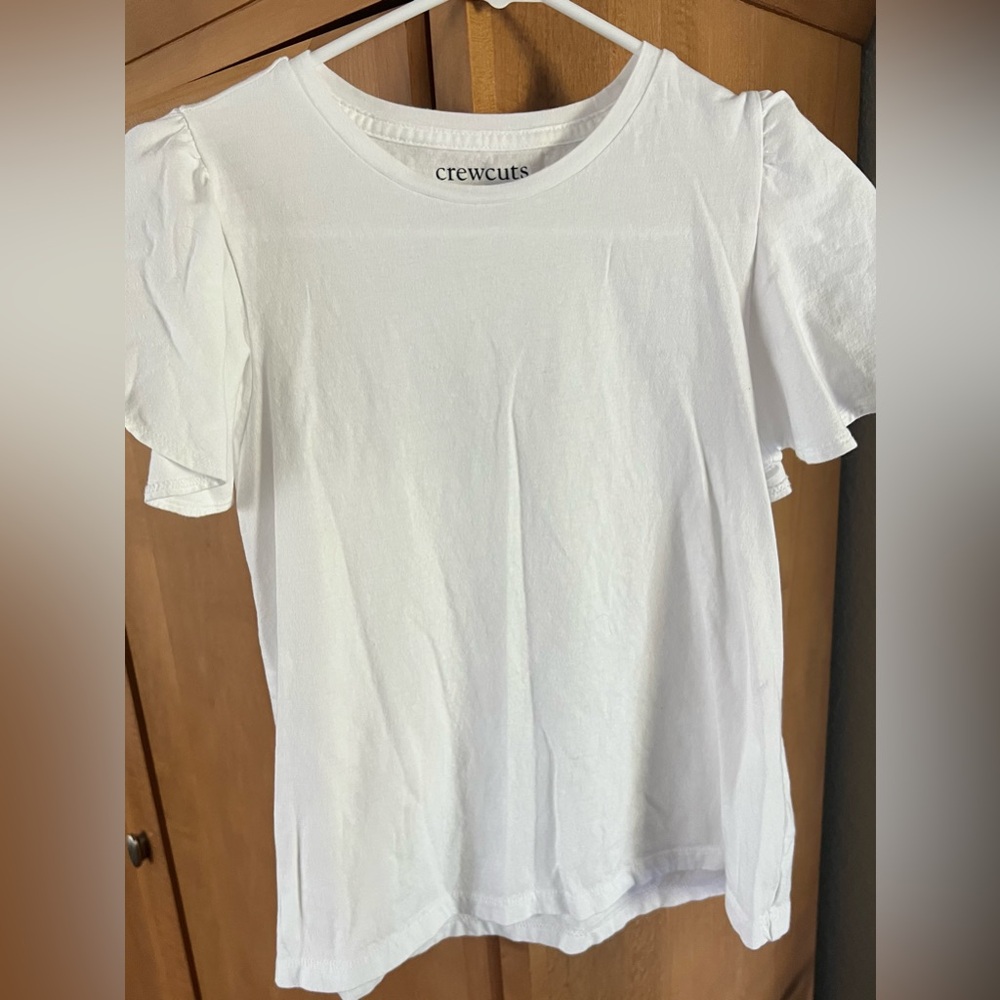 Crewcuts White Flutter-sleeve Tee Sz 12/14